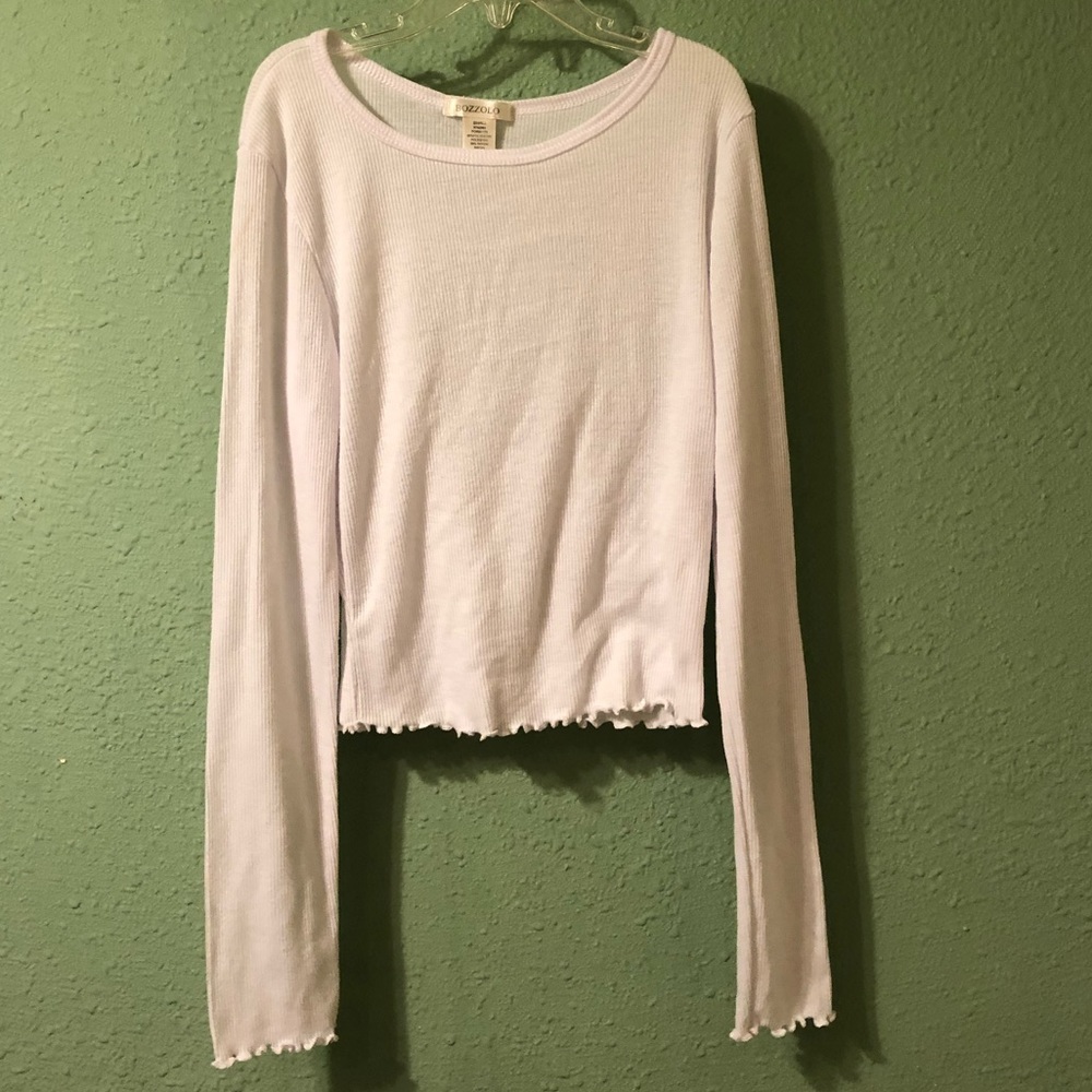 Bozzolo white long sleeve ruffle edge shirt - Picture 2 of 3